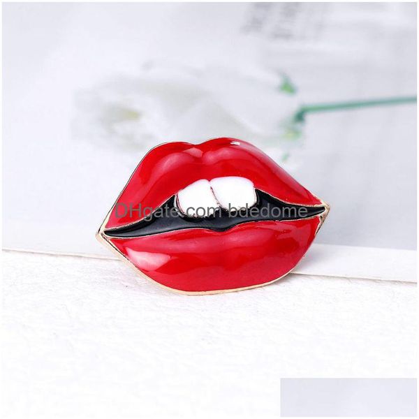 Pins Broschen Y Frauen Rote Lippen Brosche Pin Business Anzug Tops Formelle Kleidung Cor Für Frau Geschenk Modeschmuck Drop Lieferung Dhbvk