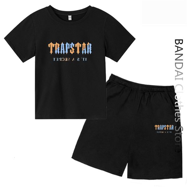 Tshirts Brand Trapstar футболка детская одежда для мальчиков для мальчиков Стоимость костюмы Harajuku Tops Tee Funny Hip Hop Color Trubebeach Casual Shorts Set 230803