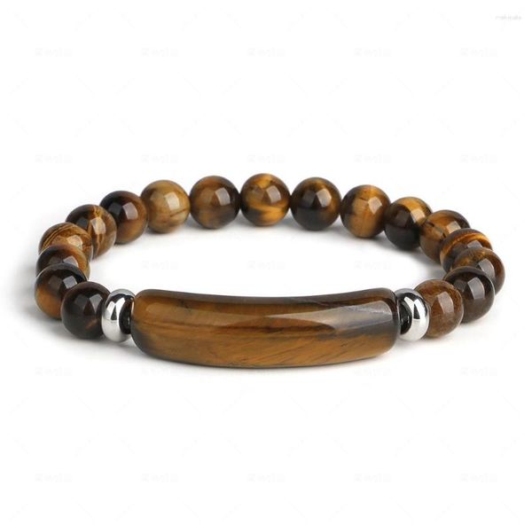 Pulseiras Link 8mm Pedras Naturais Semipreciosas Love Heart Charm Stretch Bracelet Real Tiger Eye Aventurina Rosa Quartzo Obsidiana X061