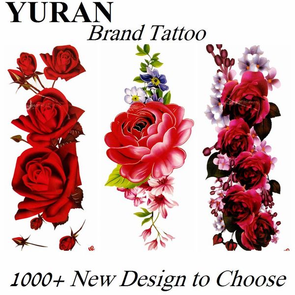 Große Sexy Große Rote Rose Blume Gefälschte Temporäre Tattoos Aufkleber Für Frauen Mädchen Mode Wasserdichte Tattoo Papier Körper Kunst arm Tatoo