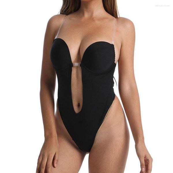 Body Shaper Feminino Vestido de Festa Body Cueca Modelador Corporal Feminino Slips Sutiã Sem Costas Cordão fio dental Modelador Cintura Underdress U Profundo