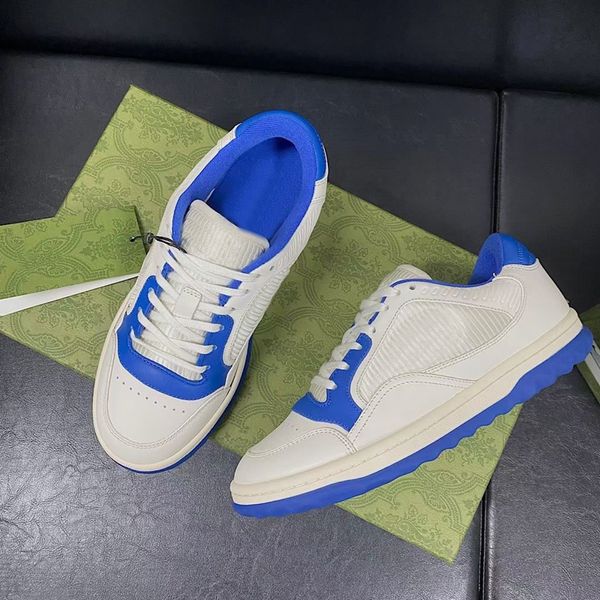 Mac80 Sneakers Mavi Beyaz Lüks Tasarımcı Eğitmeni Açık Ayakkabı Moda Düşük Top Trainer 30mm Kauçuk Sole