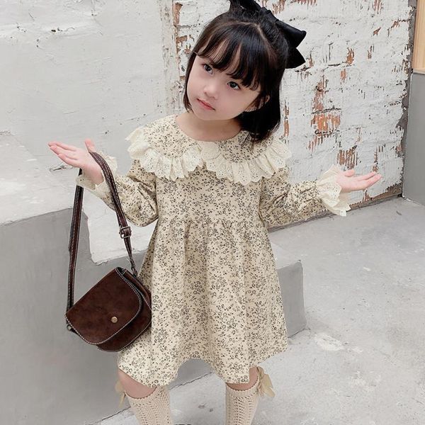 Mädchen Kleider Schöne Blumen Kinder Kleid Frühling Sommer Baby Mädchen Warme Tops Boden Kinder Kleidung Besondere Anlässe Langarm Hohe