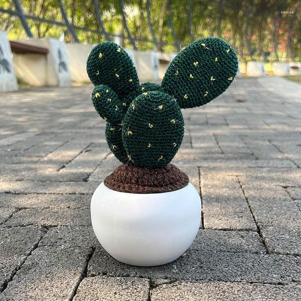 Fiori decorativi Piante di cactus tessute all'uncinetto Bonsai Regali originali lavorati a mano artificiali per la casa Tavolo da ufficio Decorazioni da scrivania