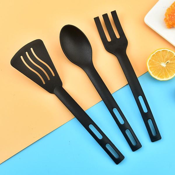 Conjunto de utensílios de cozinha Conjunto de 3 utensílios de cozinha antiaderente Silicone Pastelaria Resistente ao Calor Escorredor Colher Fina Garfo Macarrão Utensílios de Cozinha