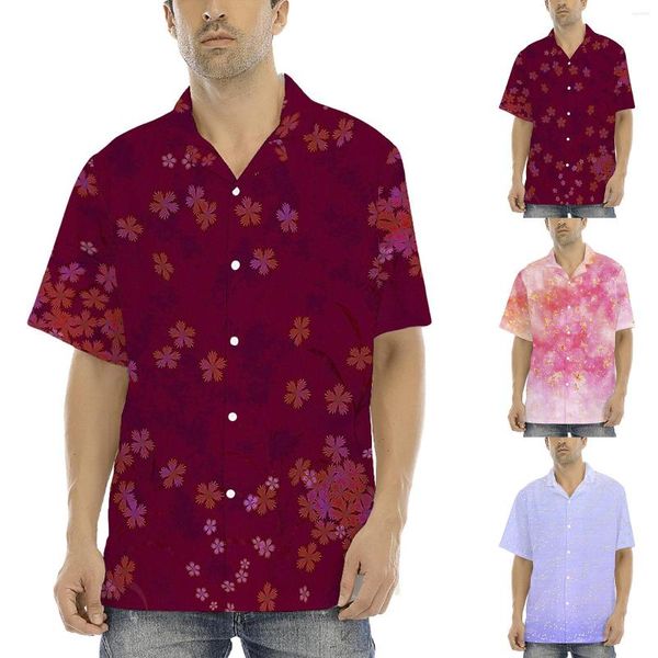 T-shirt da uomo manica lunga abbottonata camicia da spiaggia corta stampata da uomo per uomo morbida