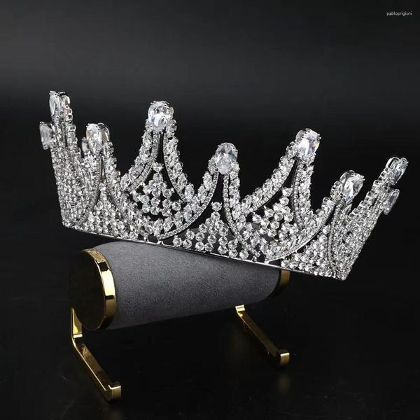 Saç klipleri göz pageant kronları Avustralya kübik zirkonya kristal tiara gelin düğün mücevherleri kadın için moda aksesuarları ayarlanabilir