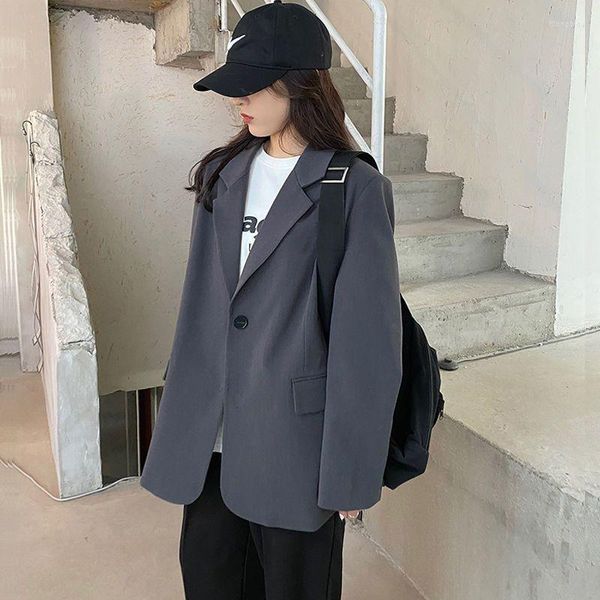 Abiti da donna Primavera e autunno Abito da lavoro piccolo Cappotto Moda Grigio stile coreano Abbigliamento casual allentato Top da strada fritto