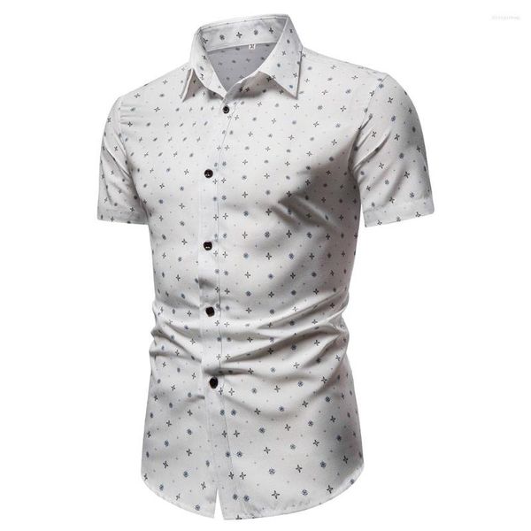 Camicie casual da uomo Stampa di lusso Camisas a maniche corte Camisas Y Blusas Para Hombre Moda Abbigliamento retrò Risvolto Camicia da uomo allentata Streetwear