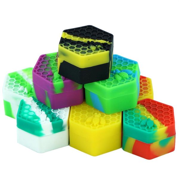 26ml Hexagon contenitore in silicone barattolo per olio barattoli antiaderenti bottiglia contenitori per tamponamento in cera Uso infrangibile per la conservazione organizzazione di erbe secche2275