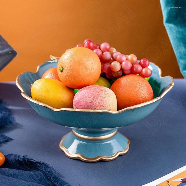 Pratos Pavão Cerâmica Frutas Artesanato Pintado à Mão Prato de Porcelana Mesa de Centro Mesa de Mesa Fruteira Decoração da Casa Moderna