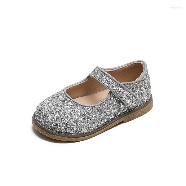 Sapatos baixos meninas strass 2023 outono moda desempenho para crianças estudantes princesa infantil 2 cores 21-30