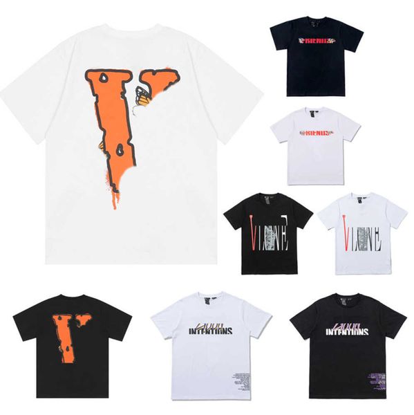 Neue 2023 Herren Designer T-Shirt Freunde Brief Drucken T-Shirts Big V Männer Frauen Kurzarm Hip Hop Stil Schwarz Weiß Orange T-Shirts Vlo T-Shirts Größe S-XL