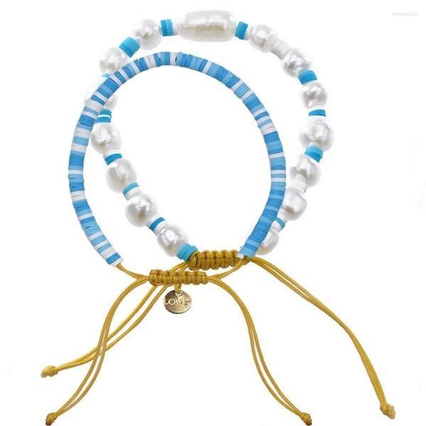 Braccialetti con ciondoli Bracciale in due pezzi Gioielli estivi con perle finte Moda gioielli da donna di tendenza selvaggia.