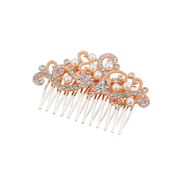 Gioielli per capelli Personalizzati in metallo dorato con strass Pettini di perle Gioielli Copricapo Accessori per capelli da donna da sposa Drop Delivery Hairjewelry