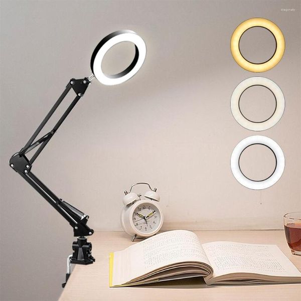 Lampes de table Depuley Lampe de bureau à bras oscillant à intensité variable avec pince 3 couleurs 10 luminosité réglable multi-joint pour l'étude