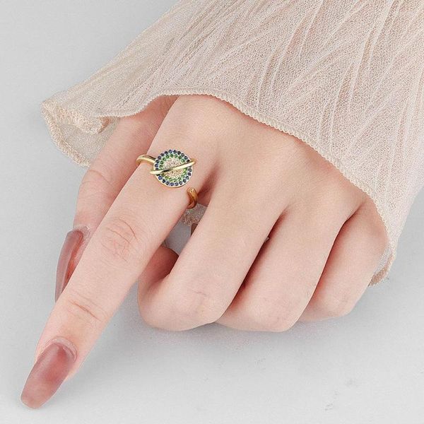 Cluster Rings Shuangshuo Anti Stress Anxiety Ring Crystal Planet For Women Simple Round Adjustable Spinner Fidget Jewelry