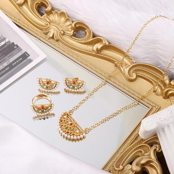 Halskette Ohrringe Set Perle Saphir Hochwertiger Schmuck Halsketten Anhänger Romantisch Für Frauen Geschenke Damen Sets Promotion