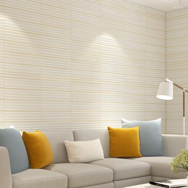 Wallpapers Moderne minimalistische gestreifte Vliestapete, nordisches Wohnzimmer, Esszimmer, Sofa, Hintergrund, beige Tapete, 3D-Grau