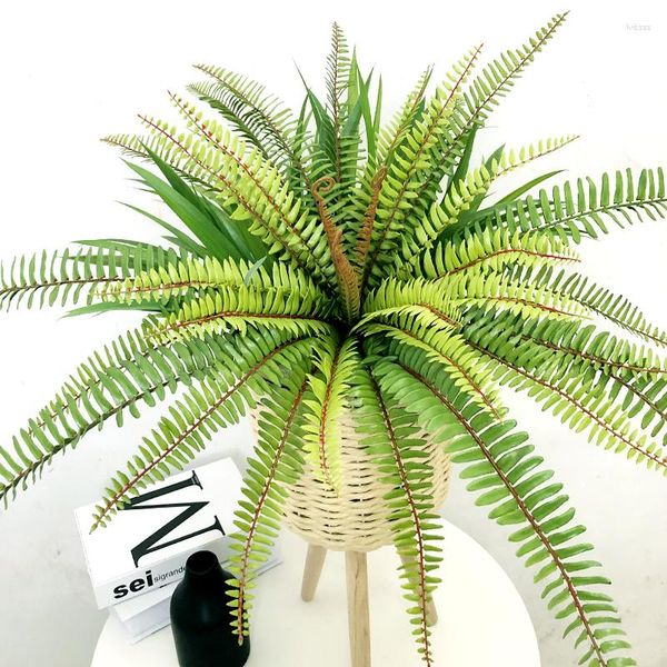 Flores decorativas 50-65 cm Tropicais Artificiais Pérsia Plantas Palmeira Falsa Ramo Alto Pendurado na Parede Folhas de Plástico Verde Para Decoração de Casa