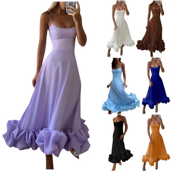 Sıradan Elbiseler Kadınlar İçin Zarif Parti 2023 Moda Sırıştırıcıları Çiçek Hem A-line Elbise Askı Lüks Düğün Akşam