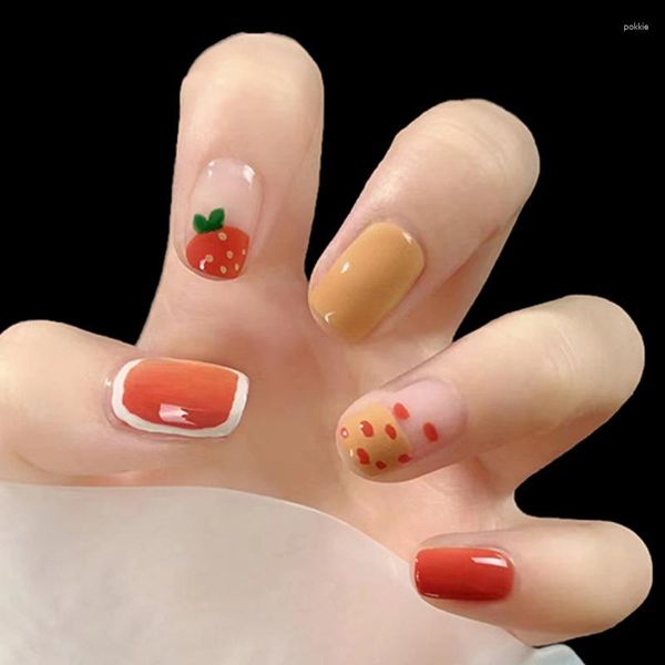 Unghie finte Nail Art Stampa d'amore Prodotti dolci estivi Adesivo riutilizzabile Forniture false Colla Stampa Cose Suggerimenti per la copertura completa Designer