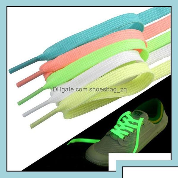 Piezas de calzado Accesorios Zapatos Cordones luminosos Cordones planos Resplandor en la noche oscura Colorf Fluorescente Iluminar Cordones deportivos Adts Niños Dhy3C