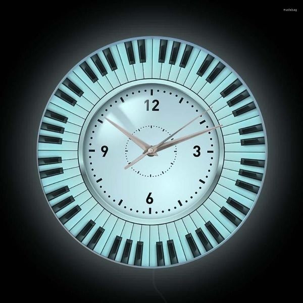 Настенные часы фортепиано клавишные кругие светящиеся часы для звукозаписи музыки тематический музыкальный инструмент ночной свет пианист пианист