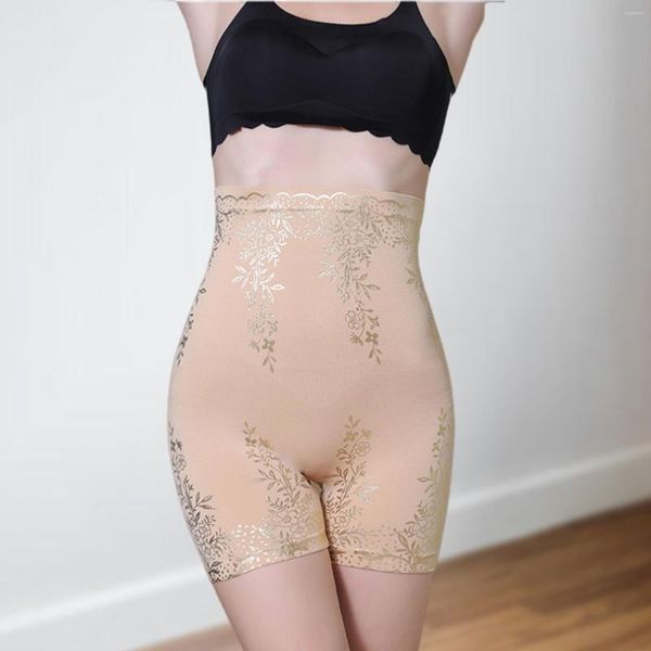 Женские шорты золотистые цветочные отпечатки короткие штаны Контроль живота.