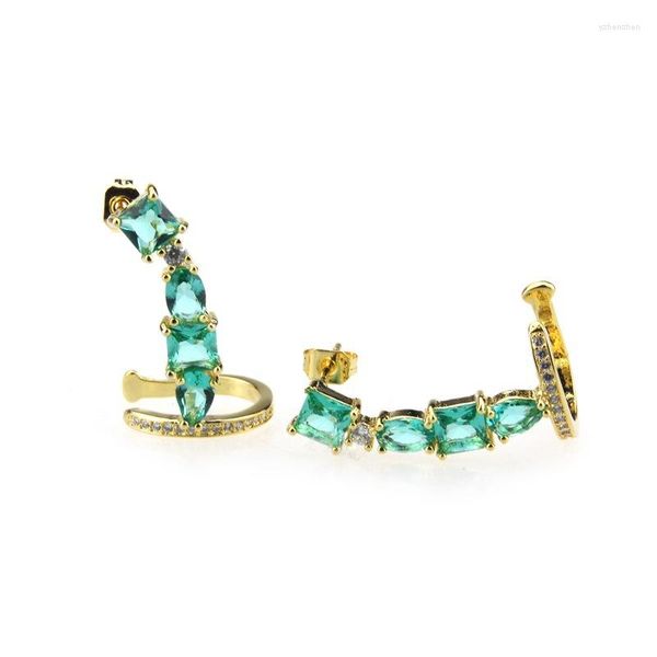 Orecchini a bottone Funmode Trendy Fashion Green CZ Per accessori per gioielli da donna Punk Ear Cuff Brincos FE176