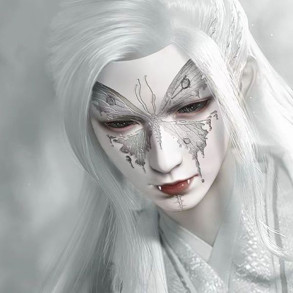 Máscara de Halloween: máscara de corte de alma, estilo antigo, rosto inteiro, Manzhu Shahua, traje chinês, traje antigo, adereços, estilo de dança, f