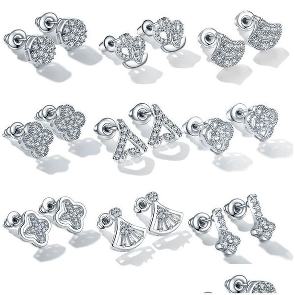 Stud Mode Edelstahl Cz Zirkon Koreanische Ohrringe Für Frauen Kristall Schraube Ohr Studs Anti Allergische Körper Schmuck Drop Lieferung