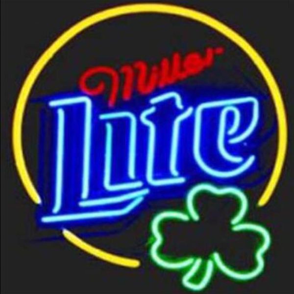 Miller Lite Cam Tüp Neon Işık Tabelası Ev Bira Barı Pub Rekreasyon Odası Oyunları Işıklar Pencereler Cam Duvar İşaretleri 17 14 inç2575