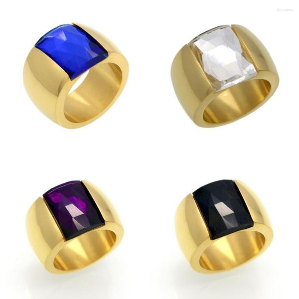 Fedi nuziali Pietra di cristallo vintage per donne Ragazze Anello solitario viola blu in acciaio inossidabile Gioielli di lusso Accessori Y2K