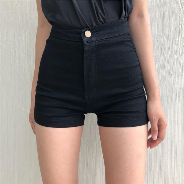 Damen Shorts Sommer Denim Mode Koreanisch Y2K Schwarz Lässig Gerade Hohe Taille Dünn Eng Sexy Street Trend Tanzen