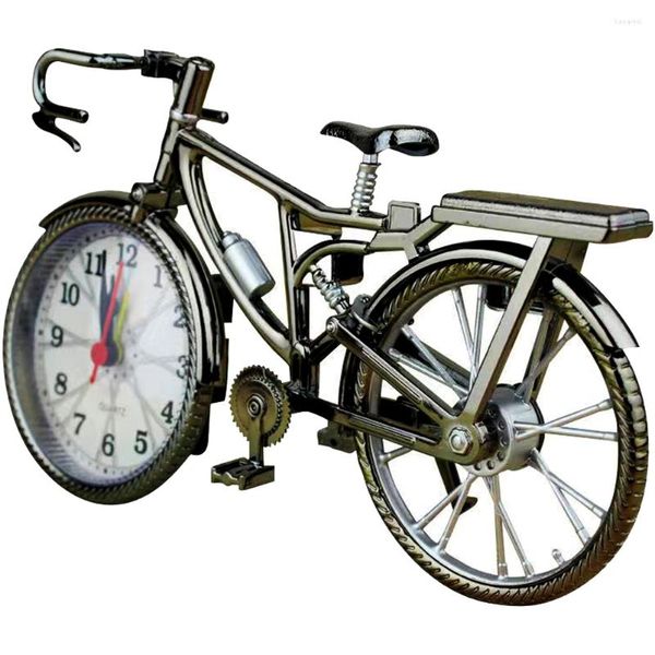 Orologi da tavolo Orologio Decor Bike Alarm Desk Vintage Model Metal Room Funky Dorm Statua Scultura Comodino Retro Wall Lovers Figure