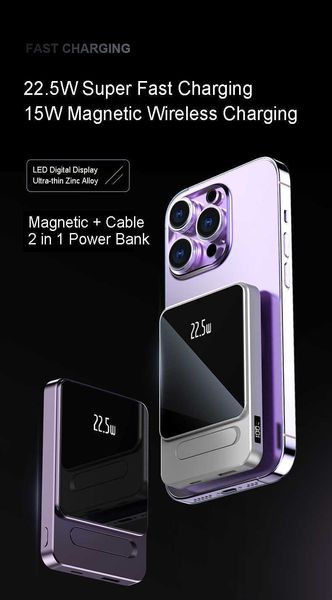 Mini portatile wireless Mag-Safe Power Bank 10000mAh con caricatore portatile MagSafe a ricarica super veloce da 22,5 W L230619
