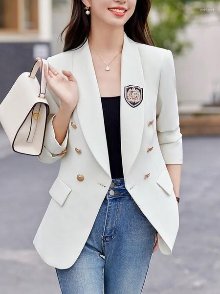 Frauen Anzüge Herbst Jacke Mantel Schal Kragen Zweireiher Blazer Mujer Koreanische Mode Plus Größe Oberbekleidung Veste Femme Khaki