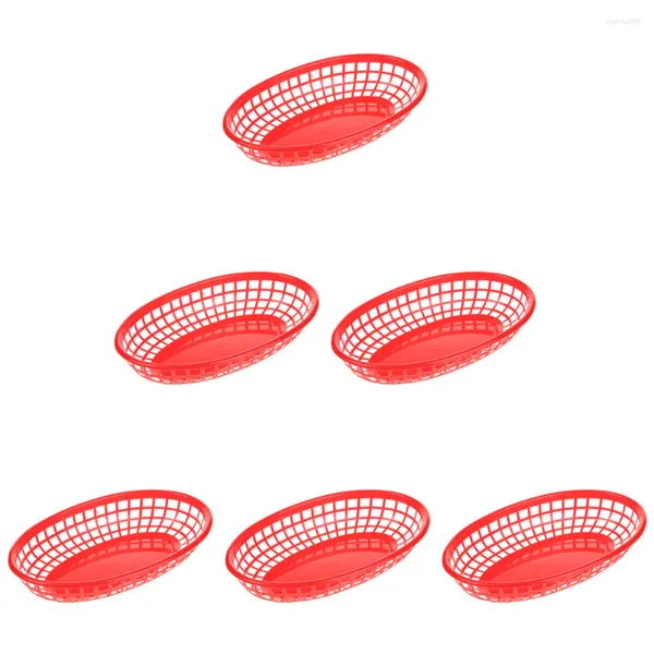 Set di stoviglie 6 pezzi Cestino per patatine fritte in plastica per cucina. Piatto Dessert Cestini Snack Abs Ovale