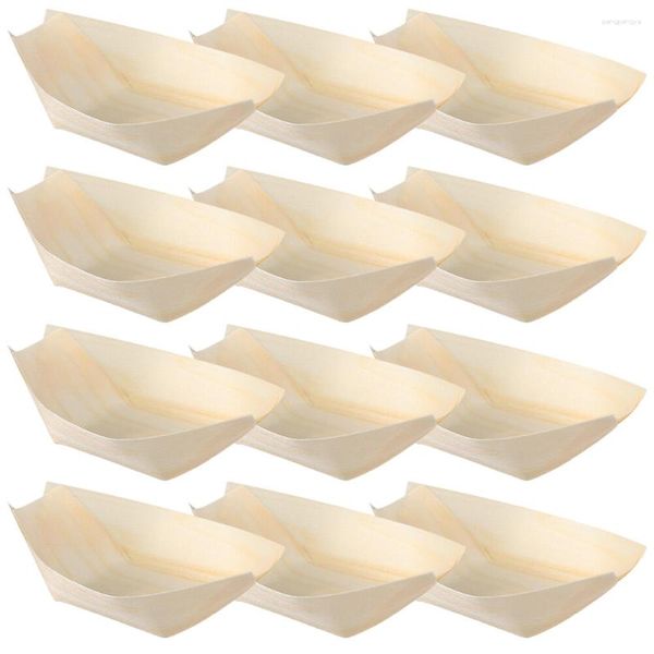 Учебные посуды наборы 200 шт. Одноразовые деревянные блюда лодки суши -лоток из коллеги из конуса на столовых пластинках Сашими