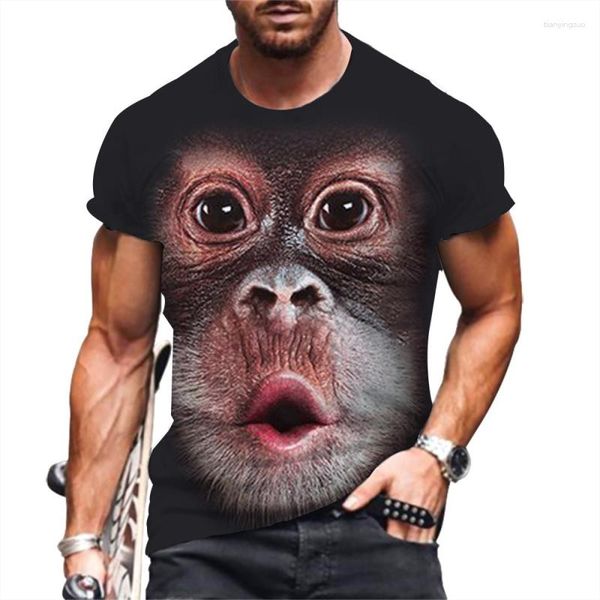 Magliette da uomo Moda Scimmia Stampa 3D Top Manica corta Camicia estiva casual Maschile Abiti divertenti O Collo Allentato oversize