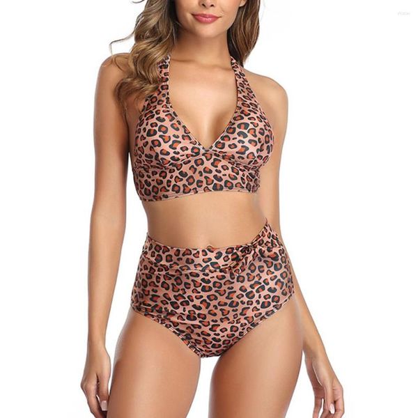 Damenbadebekleidung Sexy Bikini Set Frauen Badeanzug Push Up V-Ausschnitt Weibliche Leopard Hohe Taille Badeanzug Beachwear Biquini Zwei Stücke