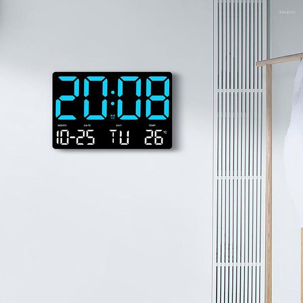 Настенные часы светодиодные большие экраны цифровые электронные сигналы тревоги, настенная настенная, температура дата Дата неделя питание от памяти часов