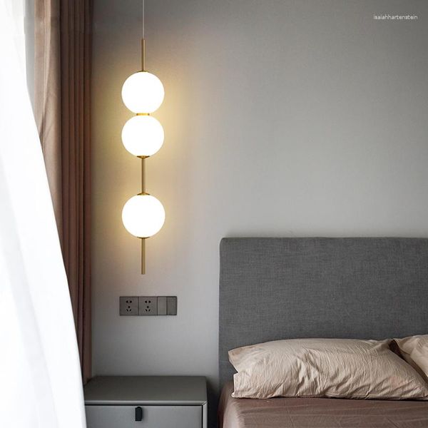 Anhänger Lampen Nordic Ball Kronleuchter Licht Schlafzimmer Glanz Glas Einfache Lampe Für Wohnzimmer Hause LED Esszimmer Nacht Lichter