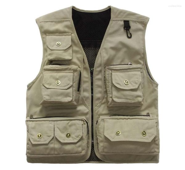 Gilet da uomo Gilet multitasche Gilet in tela traspirante Gilet da uomo Tasche senza maniche Giacca senza maniche Uniforme VT-016