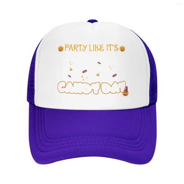 Ball Caps Party Like It'S Candy Day Personalisierte Mesh Cap Herren Sorority Hut Neuheit Geschenk Halloween Kürbis Süßer Totenkopf