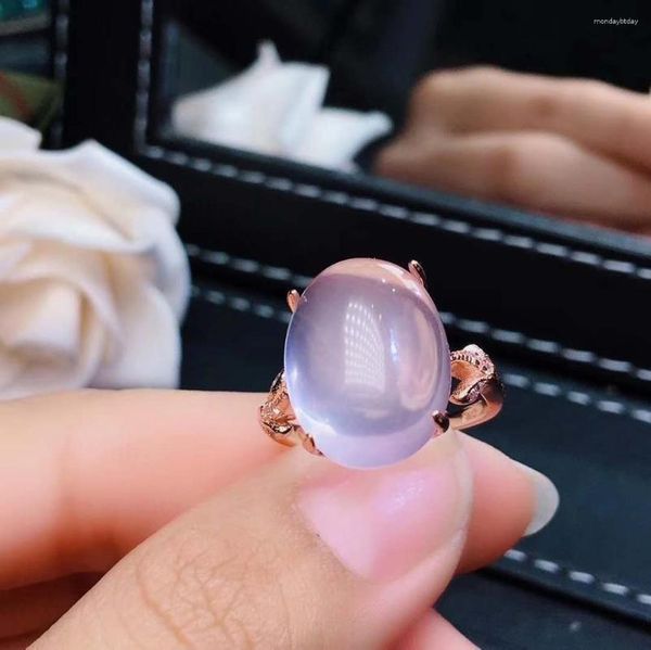 Кластерные кольца Женщина кольцо натуральные и настоящие розовые кварцевые роскошные драгоценные камни 925 серебряный серебряный серебро