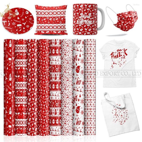 Pencere Çıkartmaları Şanslı Goddness Cricut 8 PCS 12 Noel Desen Süblimasyon Kağıt Sevinç T-Shirt Infusible Transfer Mürekkebi için Uygun