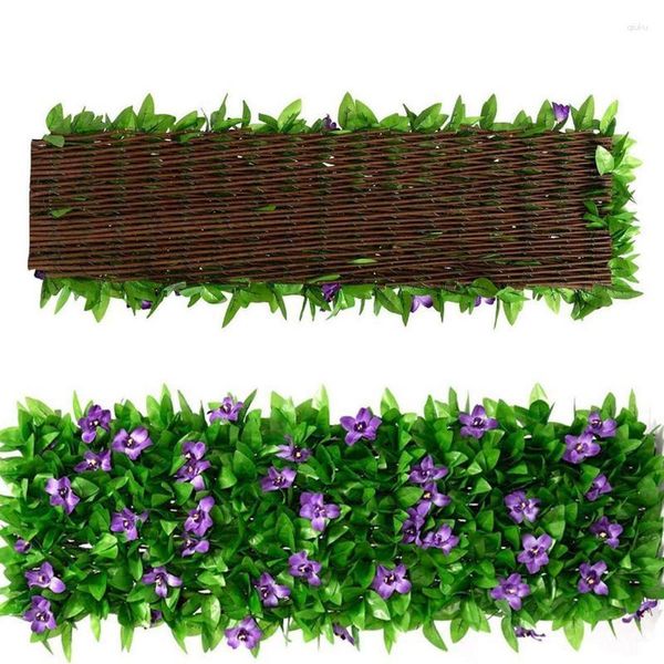Dekorative Blumen, künstlicher Gartenzaun, Blätter, Sichtschutz für die Wand, künstliches Efeu-Sichtschutzblatt mit violetter Blume, Veranda-Balkon-Dekoration