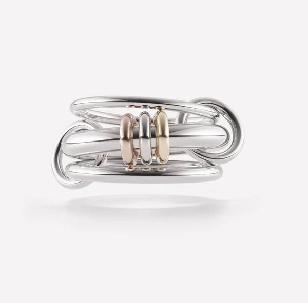 Gemelli acqua argento Gemelli Spinelli Kilcollin anelli designer logo del marchio Nuovo in alta gioielleria di lusso Anello in oro 18 carati e argento sterling con collegamento Hydra